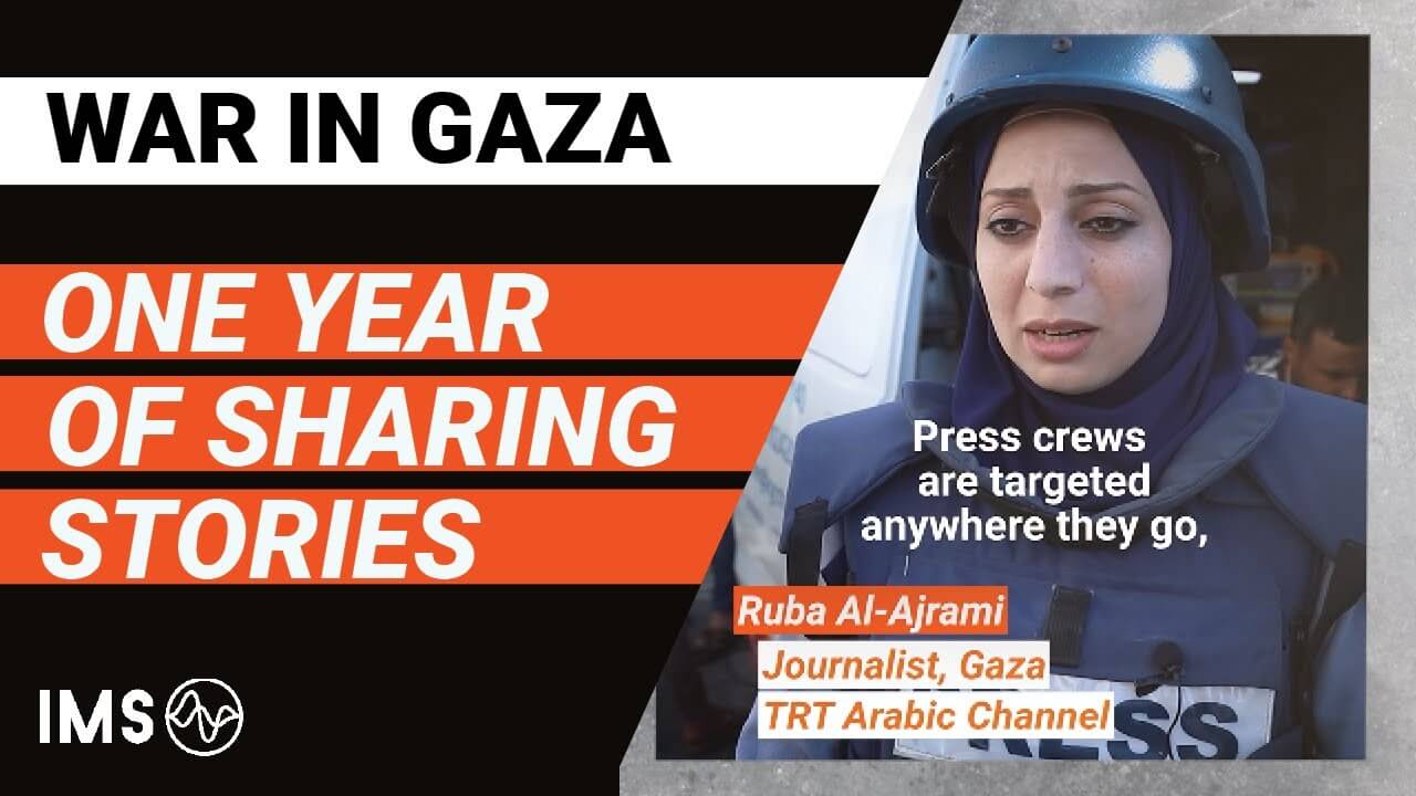 war in gaza one year of sharing stories a woman journalist from gaza wearing a press helmet and vest